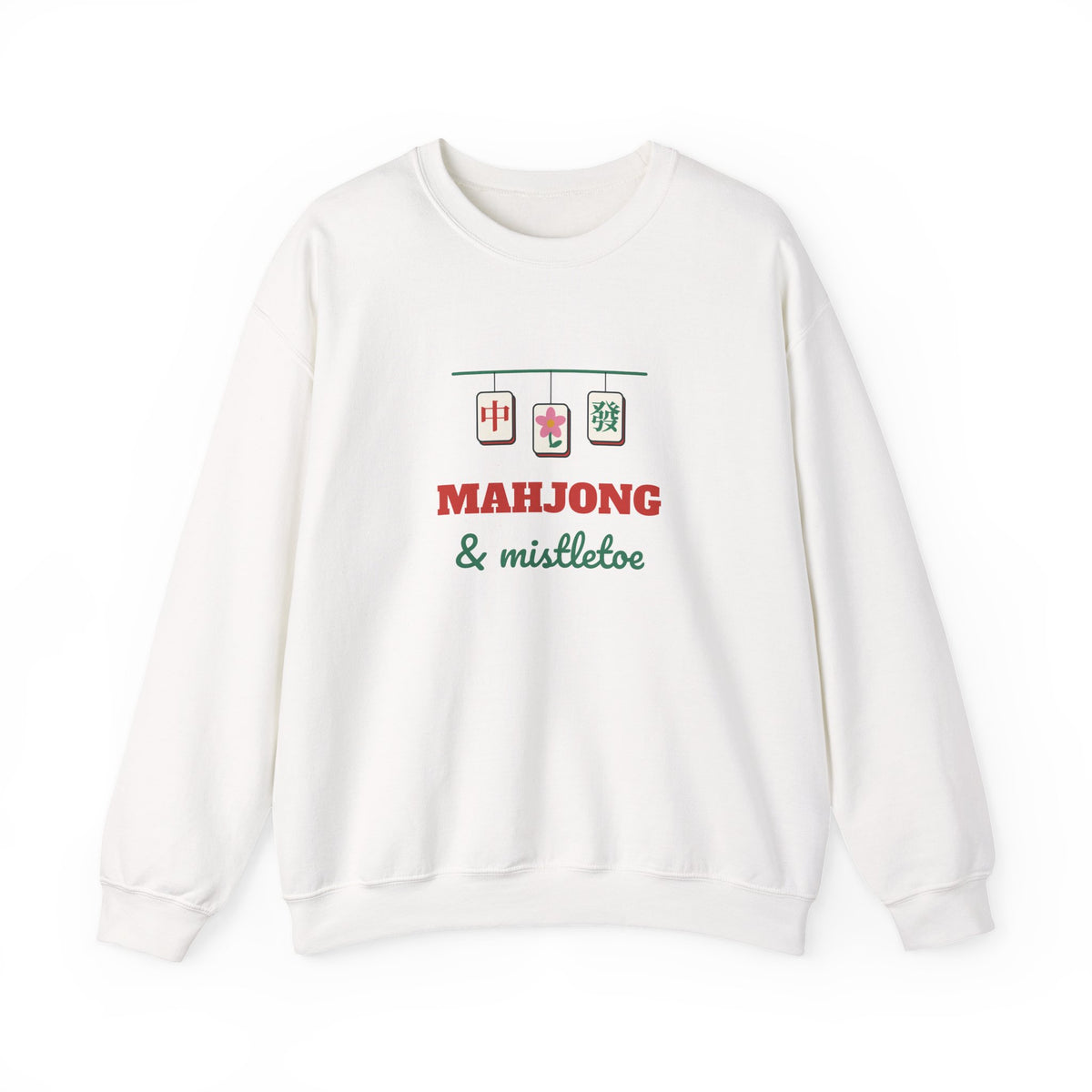 Mahjong Christmas Sweatshirt, Mistletoe Holiday Tile Unisex Crewneck
