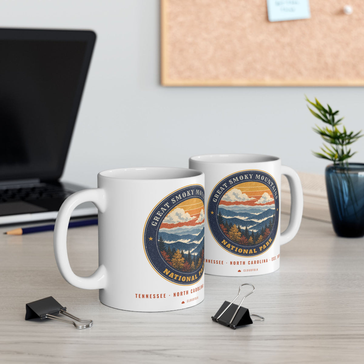 Great Smoky Mountains National Park Mug – Vintage Misty Ridges 11oz Coffee Mug – Emblem