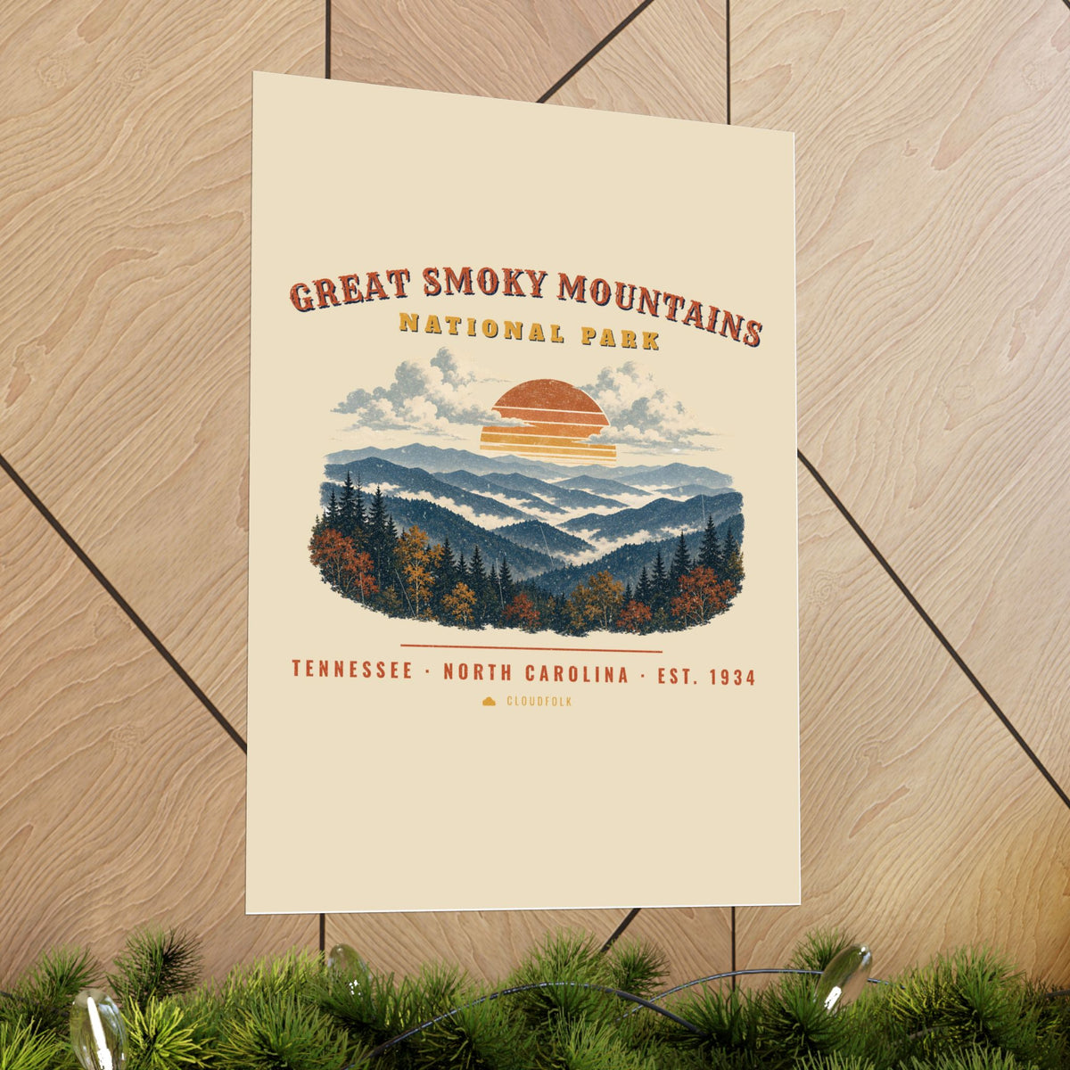 Great Smoky Mountains National Park Poster – Vintage Misty Ridges 18x24 Art Print – Landscape