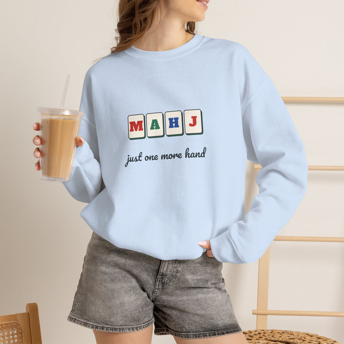 Mahj Tile Letters Sweatshirt, Just One More Hand Mahjong Crewneck