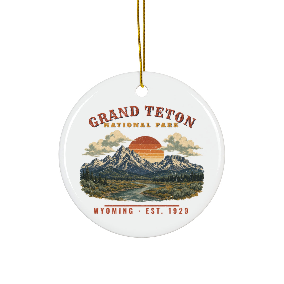Grand Teton National Park Ornament – Vintage Teton Range Ceramic Christmas Ornament – Landscape