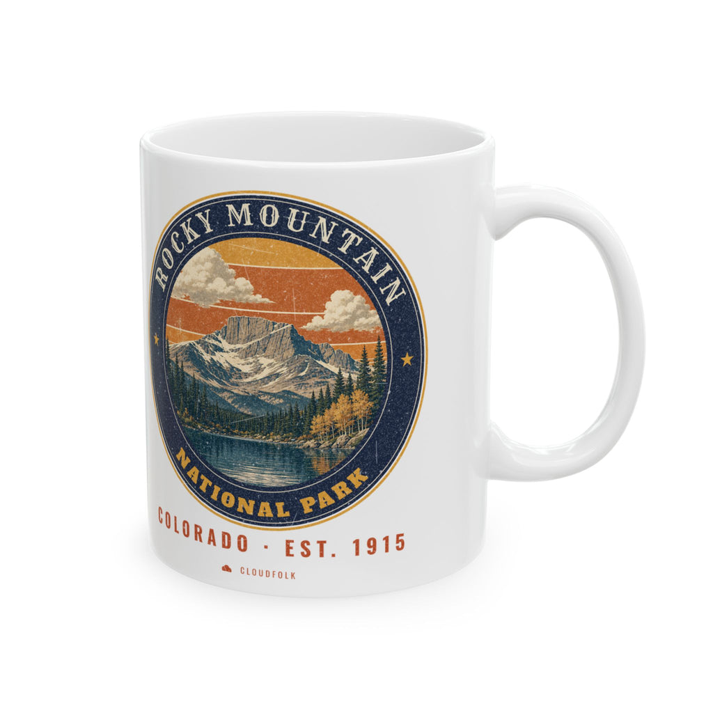 Rocky Mountain National Park Mug – Vintage Longs Peak 11oz Coffee Mug – Emblem