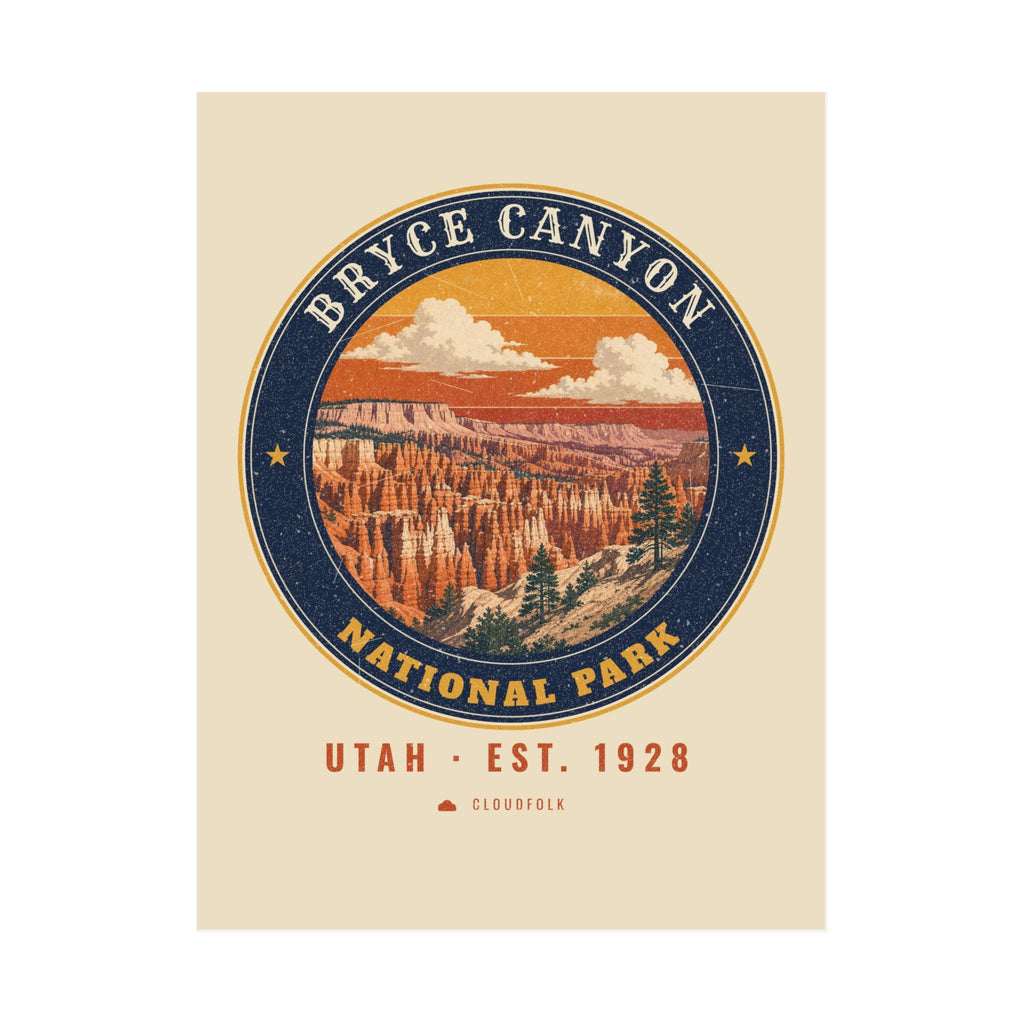 Bryce Canyon National Park Poster – Vintage Hoodoo Amphitheater 18x24 Art Print – Emblem