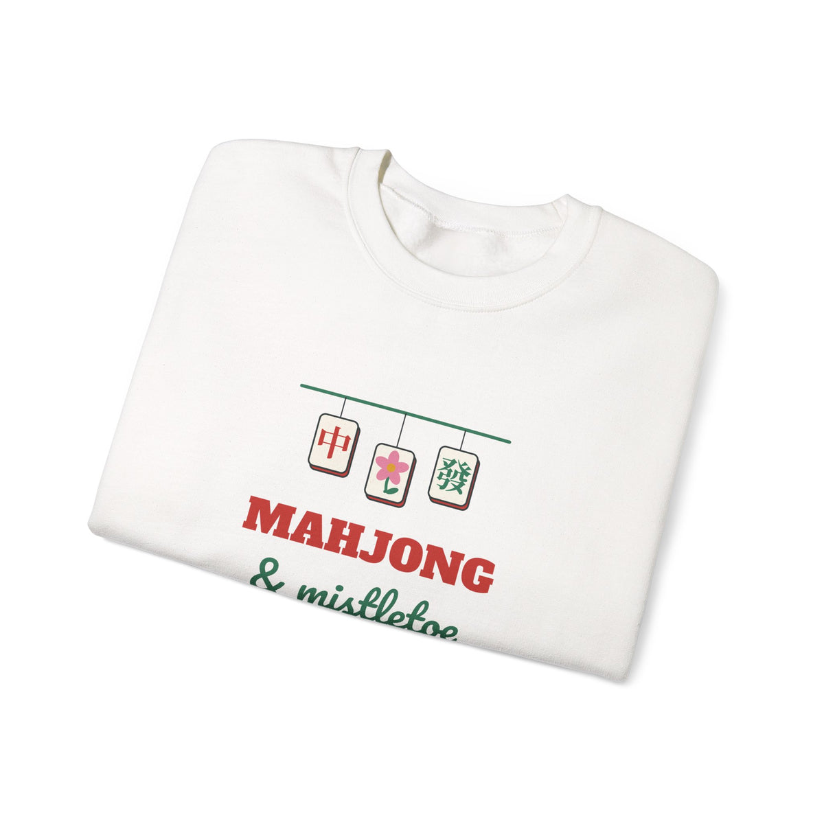 Mahjong Christmas Sweatshirt, Mistletoe Holiday Tile Unisex Crewneck