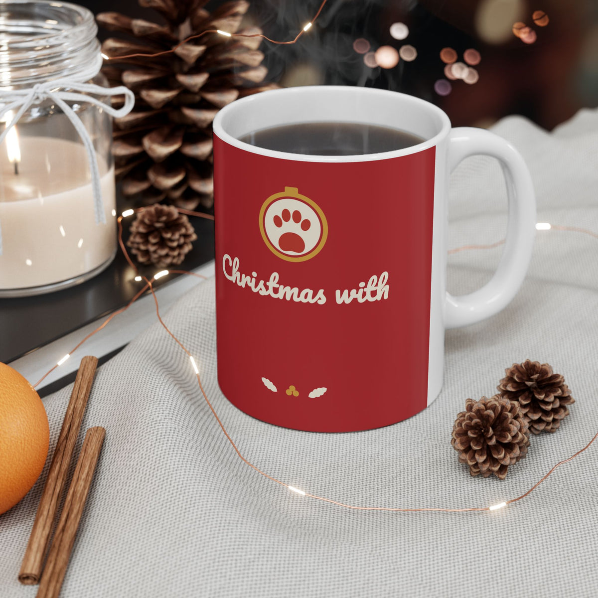 Custom Pet Name Christmas Mug, Dog or Cat Coffee Mug Gift