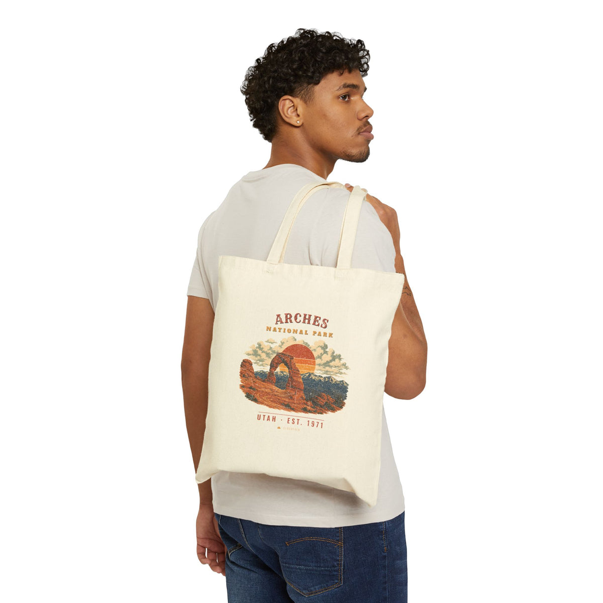 Arches National Park Tote Bag – Vintage Delicate Arch Natural Canvas Tote – Landscape