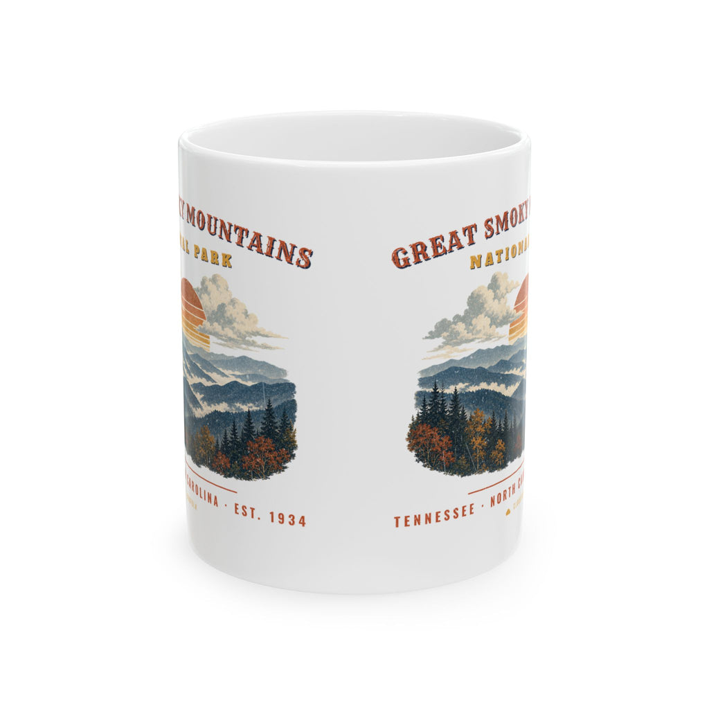 Great Smoky Mountains National Park Mug – Vintage Misty Ridges 11oz Coffee Mug – Landscape