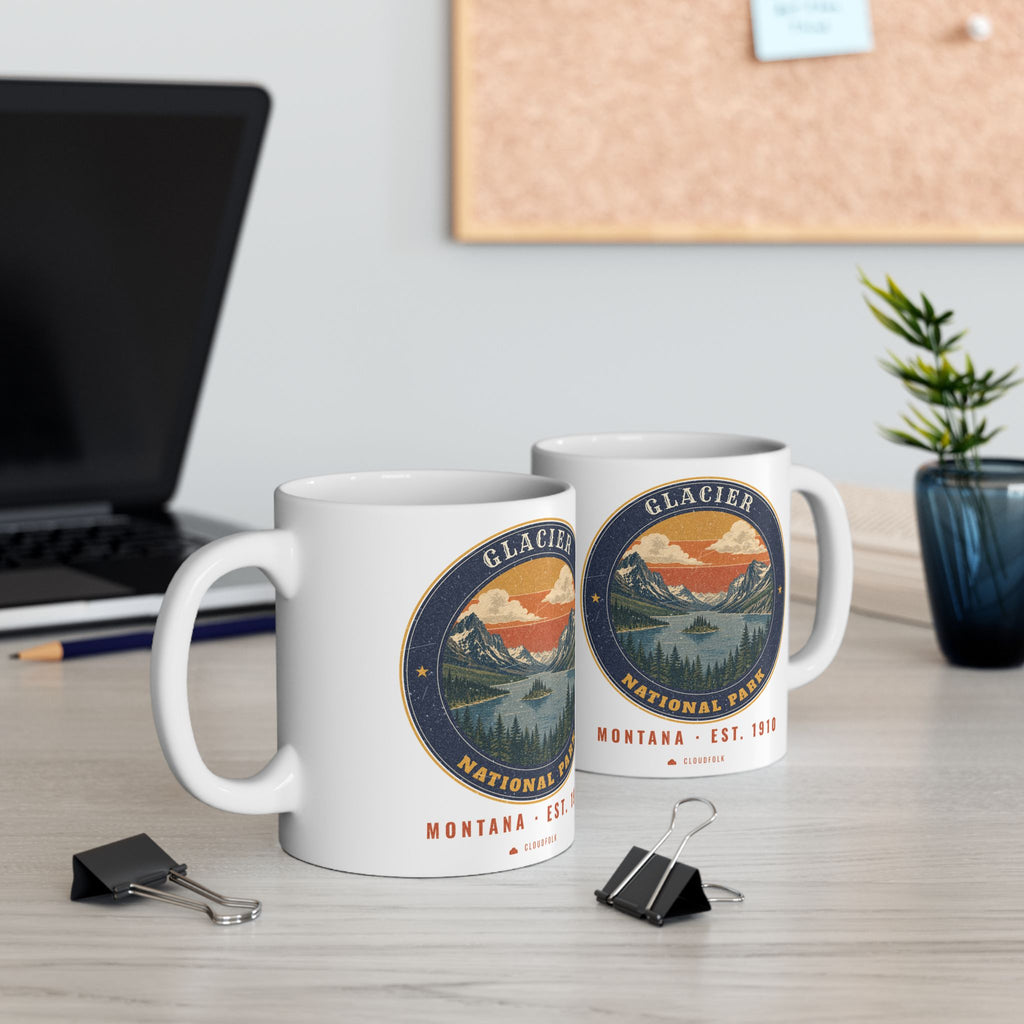 Glacier National Park Mug – Vintage St. Mary Lake 11oz Coffee Mug – Emblem