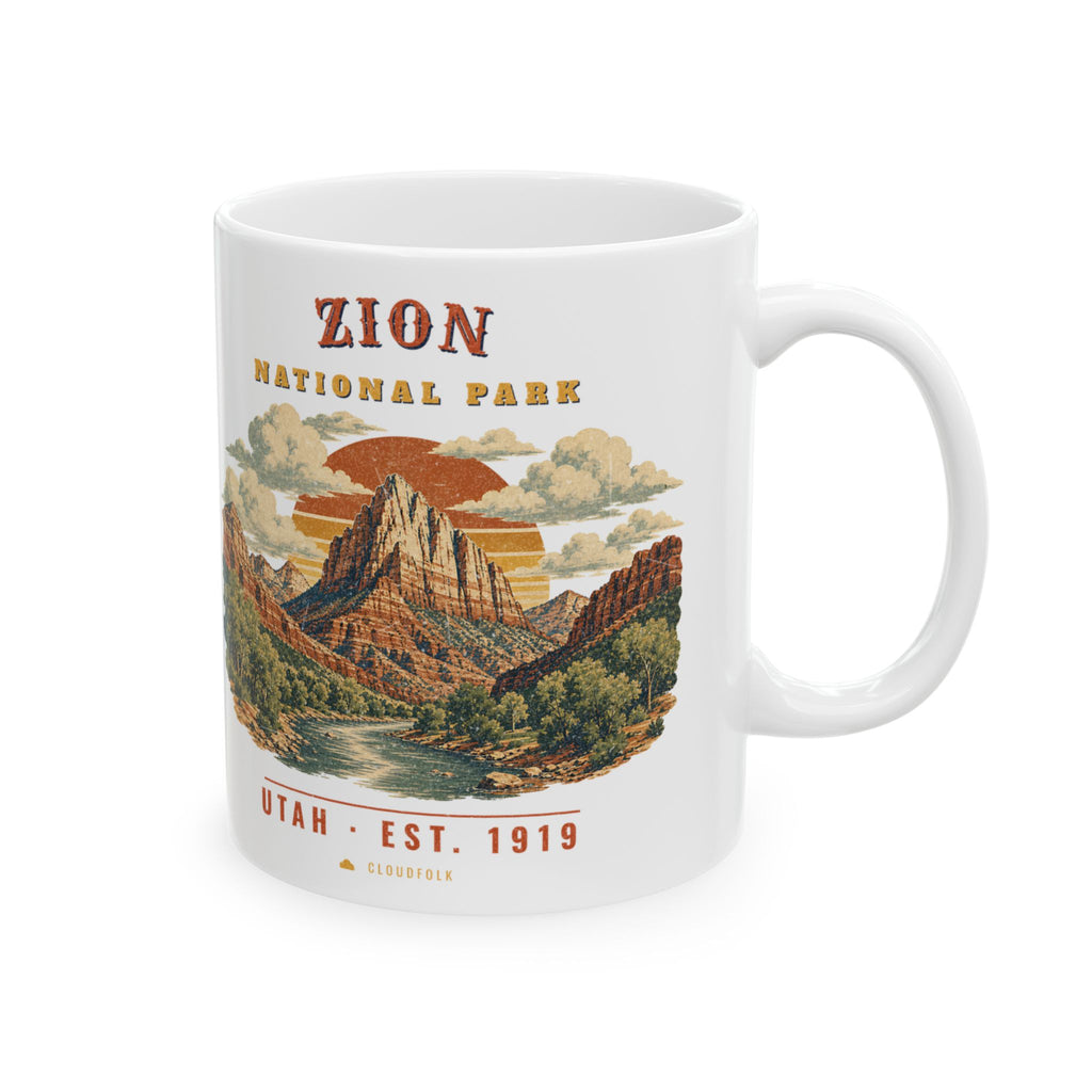 Zion National Park Mug – Vintage The Watchman 11oz Coffee Mug – Landscape