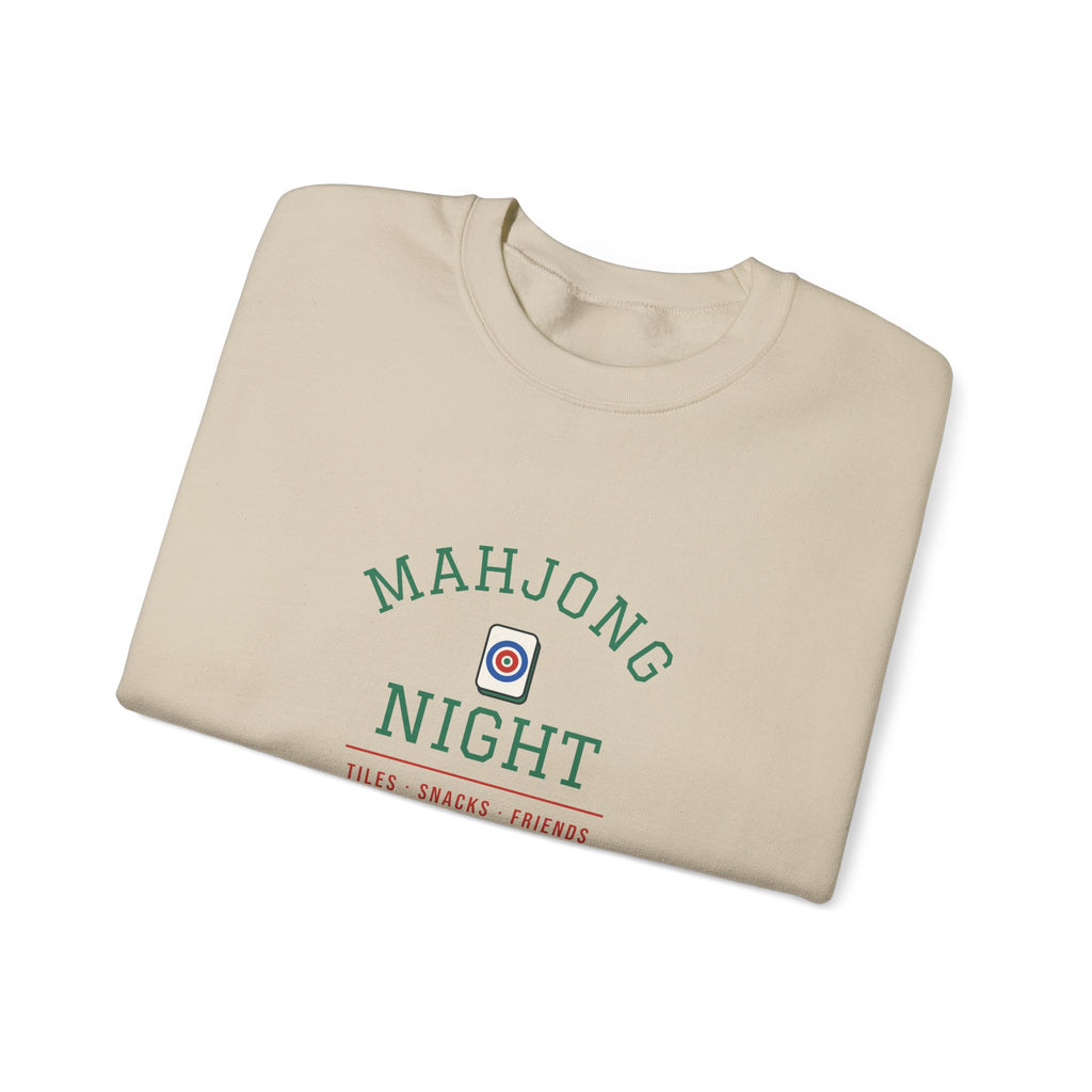 Mahjong Night Varsity Sweatshirt, Tiles Snacks Friends Unisex Crewneck