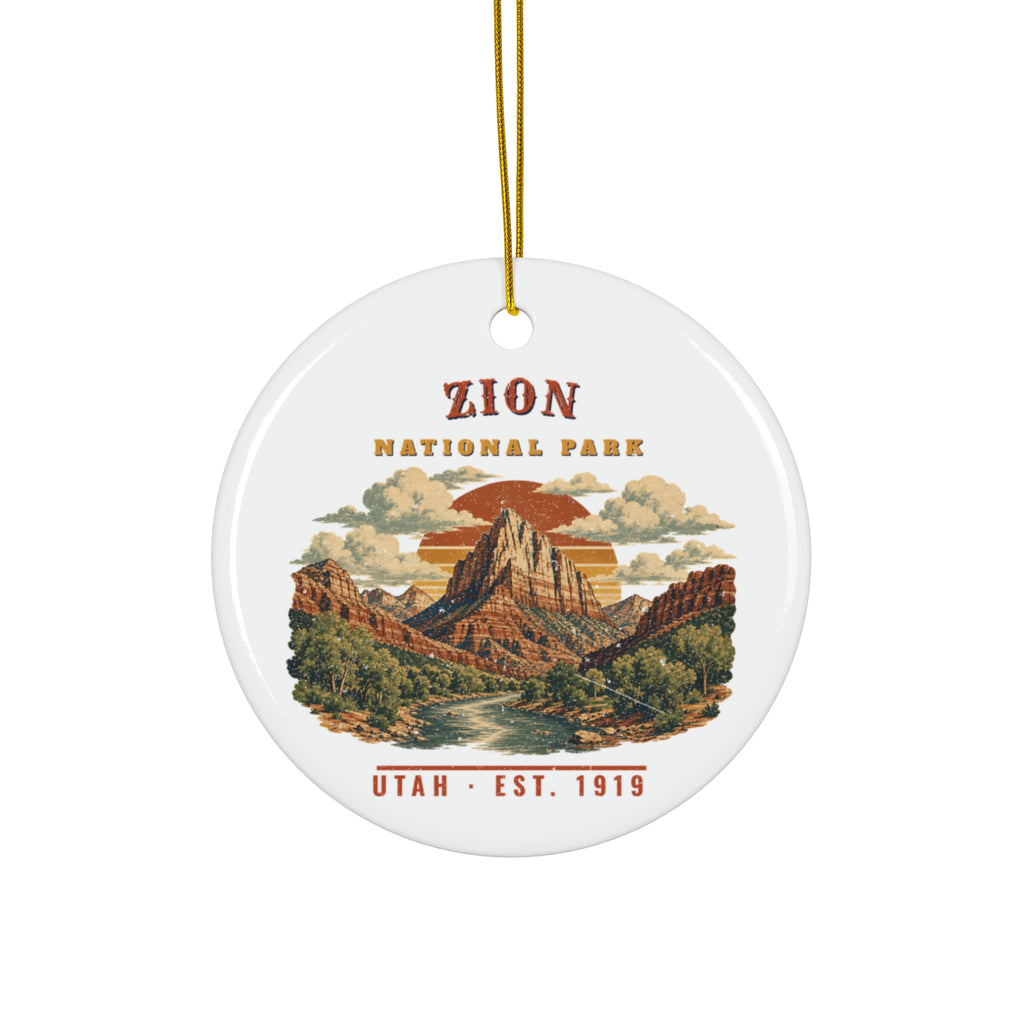 Zion National Park Ornament – Vintage The Watchman Ceramic Christmas Ornament – Landscape