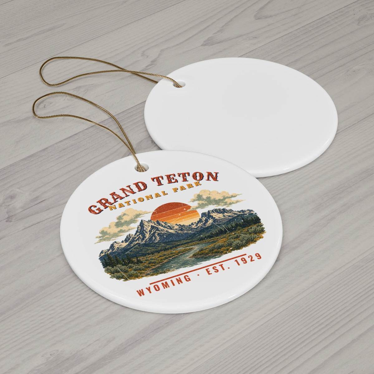 Grand Teton National Park Ornament – Vintage Teton Range Ceramic Christmas Ornament – Landscape