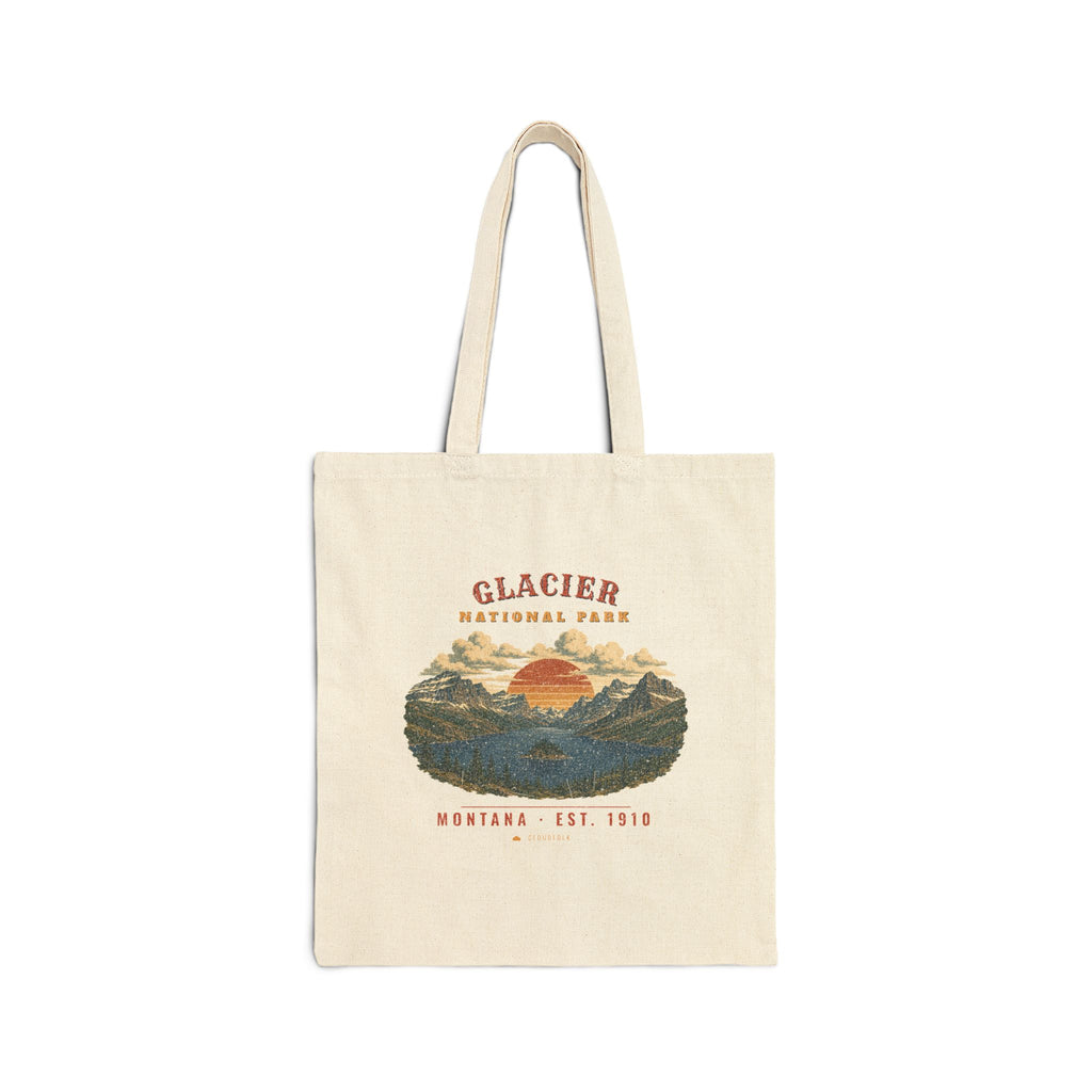 Glacier National Park Tote Bag – Vintage St. Mary Lake Natural Canvas Tote – Landscape