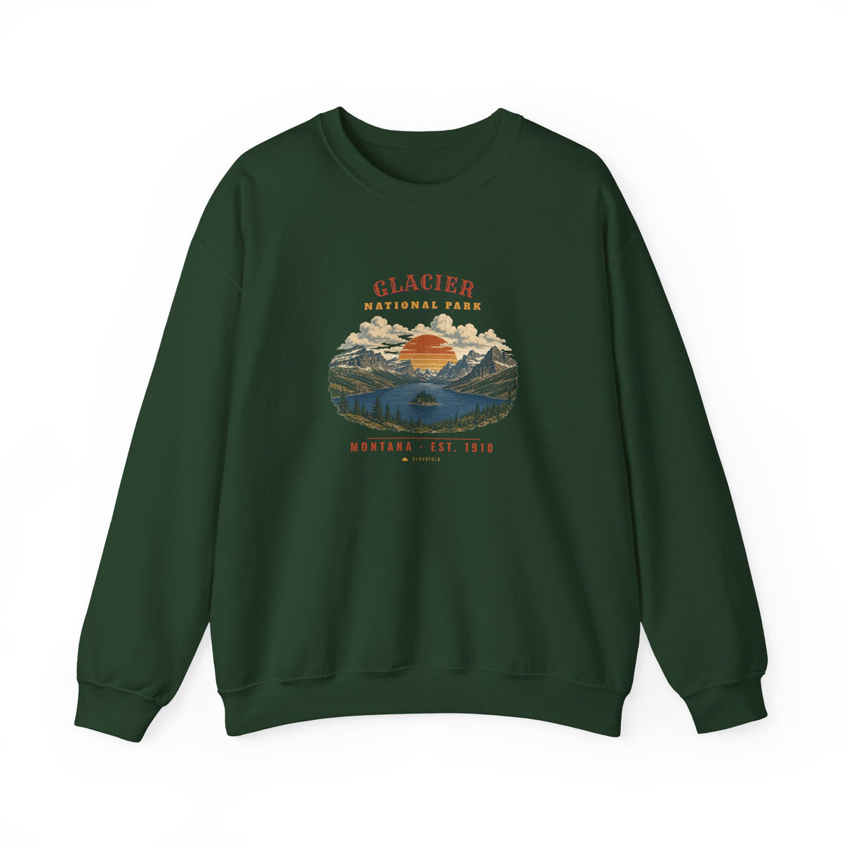 Glacier National Park Sweatshirt – Vintage St. Mary Lake Crewneck – Landscape