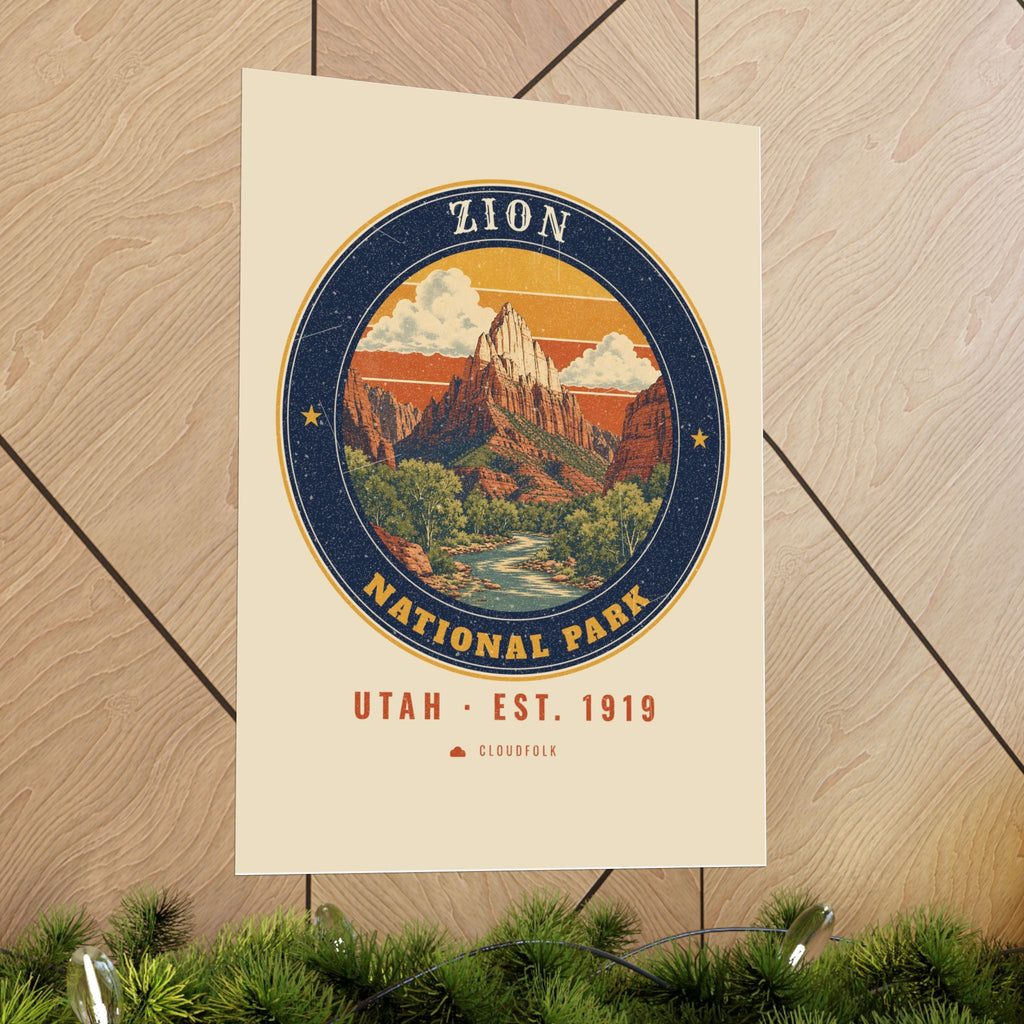Zion National Park Poster – Vintage The Watchman 18x24 Art Print – Emblem
