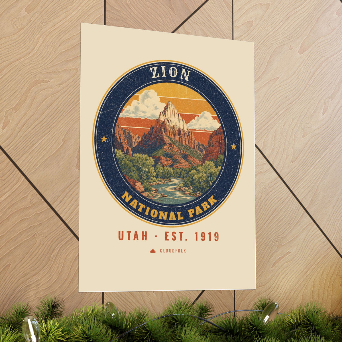 Zion National Park Poster – Vintage The Watchman 18x24 Art Print – Emblem