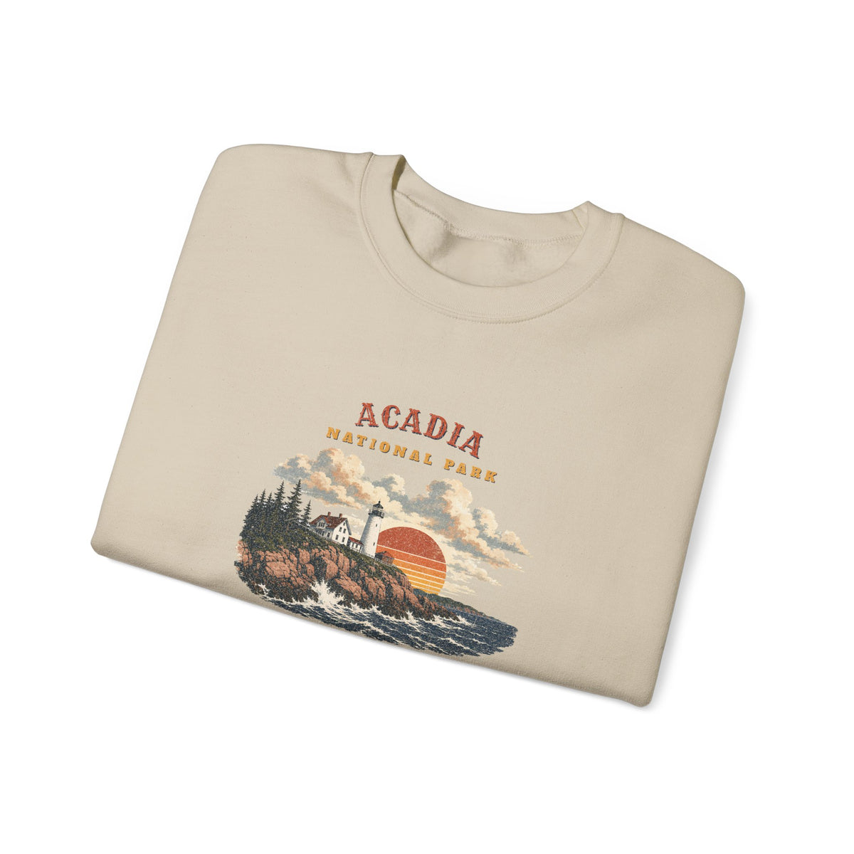 Acadia National Park Sweatshirt – Vintage Lighthouse Coast Crewneck – Landscape