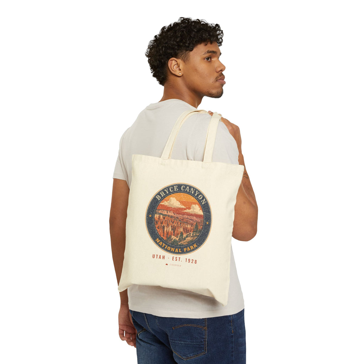 Bryce Canyon National Park Tote Bag – Vintage Hoodoo Amphitheater Natural Canvas Tote – Emblem