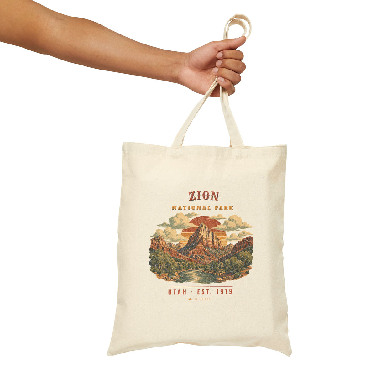 Zion National Park Tote Bag – Vintage The Watchman Natural Canvas Tote – Landscape