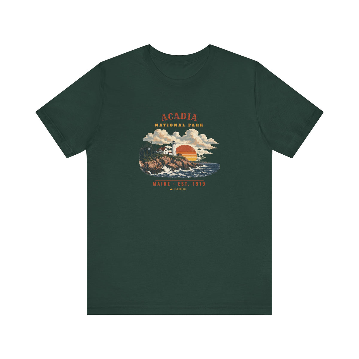 Acadia National Park T-Shirt – Vintage Lighthouse Coast Tee – Landscape