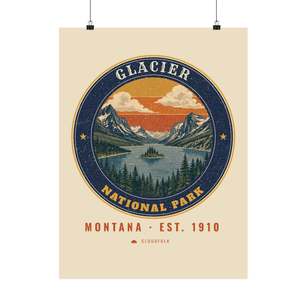 Glacier National Park Poster – Vintage St. Mary Lake 18x24 Art Print – Emblem