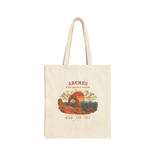 Arches National Park Tote Bag – Vintage Delicate Arch Natural Canvas Tote – Landscape