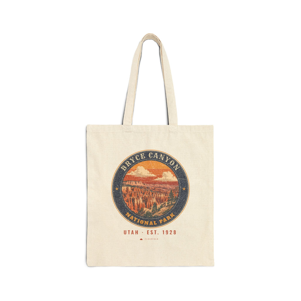 Bryce Canyon National Park Tote Bag – Vintage Hoodoo Amphitheater Natural Canvas Tote – Emblem