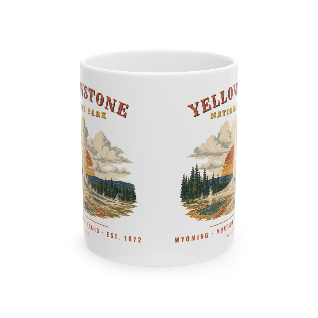 Yellowstone National Park Mug – Vintage Geyser Basin 11oz Coffee Mug – Landscape
