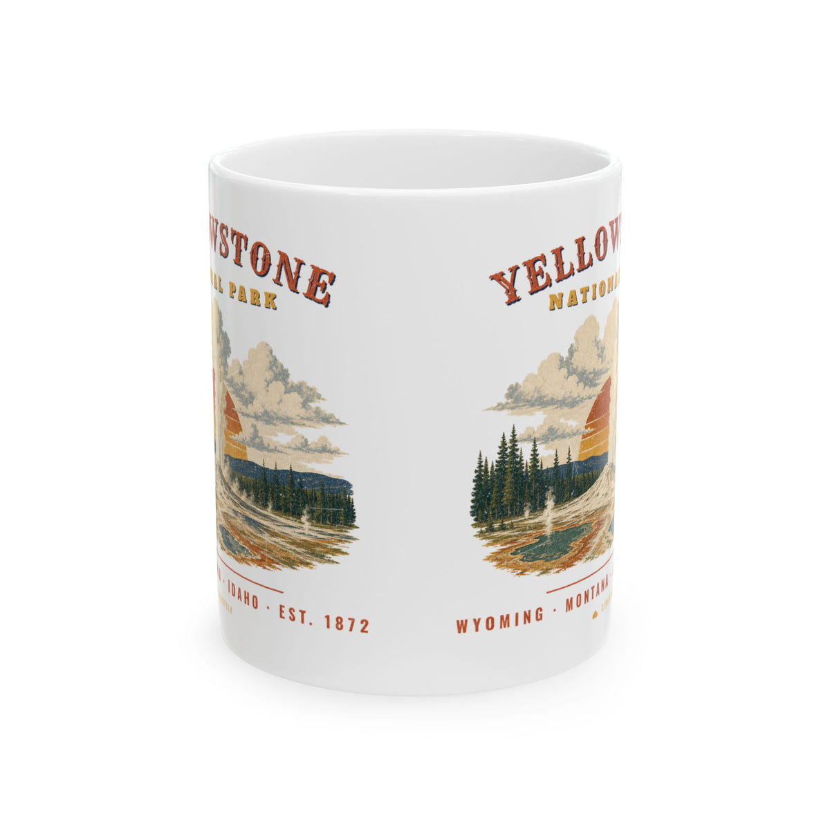 Yellowstone National Park Mug – Vintage Geyser Basin 11oz Coffee Mug – Landscape