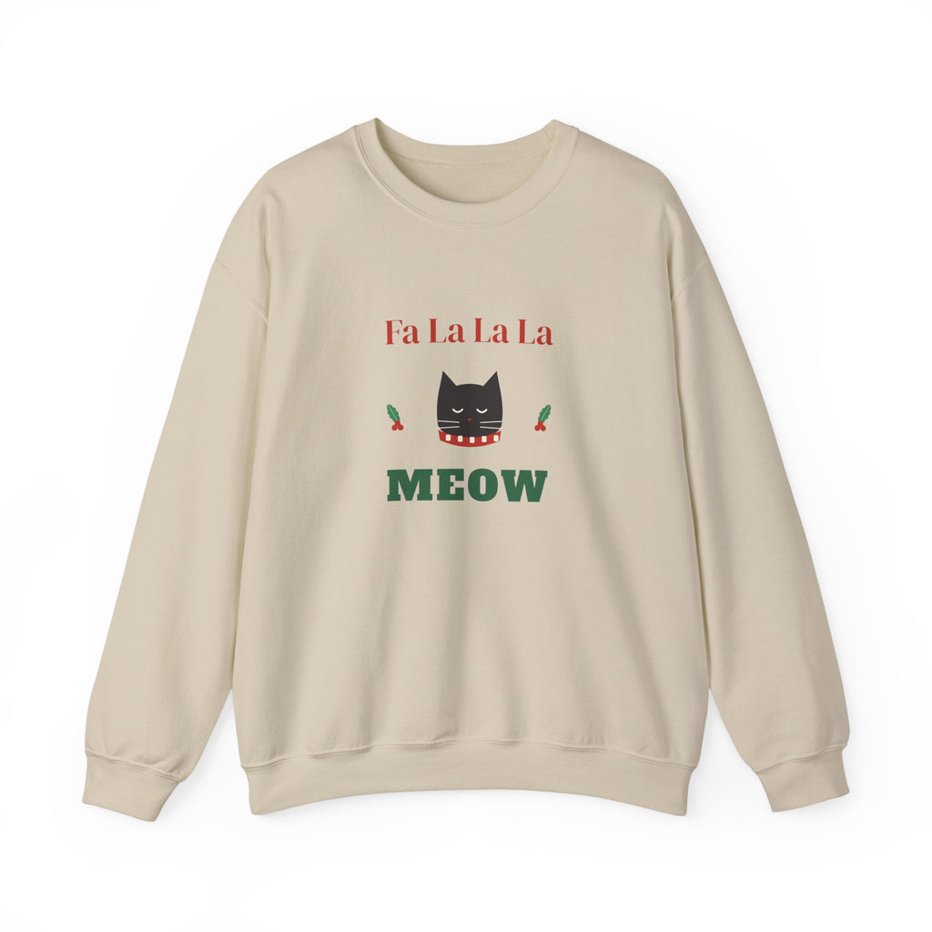 Funny Cat Christmas Sweatshirt, Fa La La La Meow Holiday Crewneck