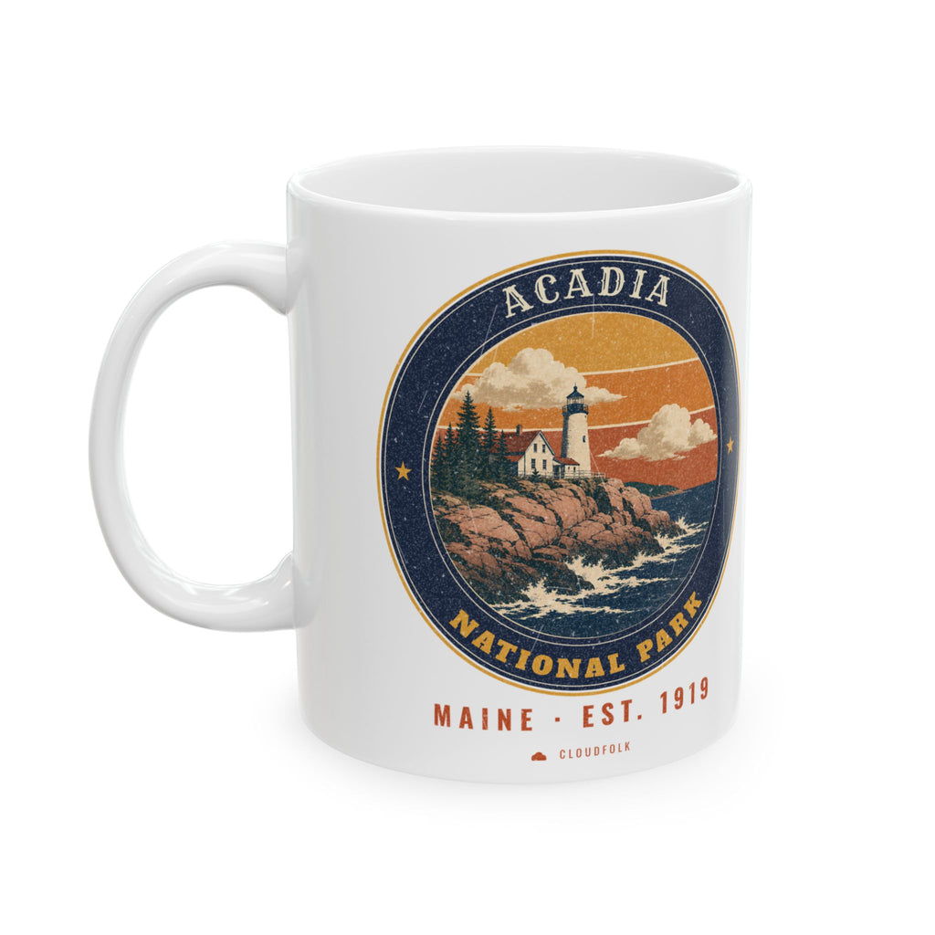Acadia National Park Mug – Vintage Lighthouse Coast 11oz Coffee Mug – Emblem