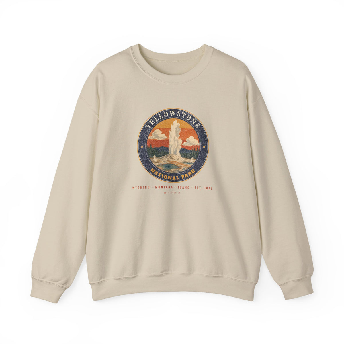 Yellowstone National Park Sweatshirt – Vintage Geyser Basin Crewneck – Emblem