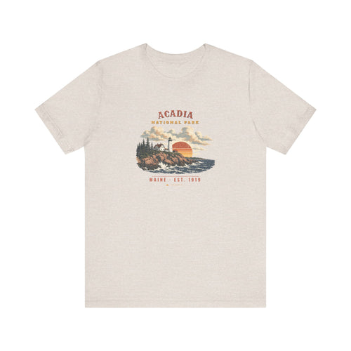 Acadia National Park T-Shirt – Vintage Lighthouse Coast Tee – Landscape