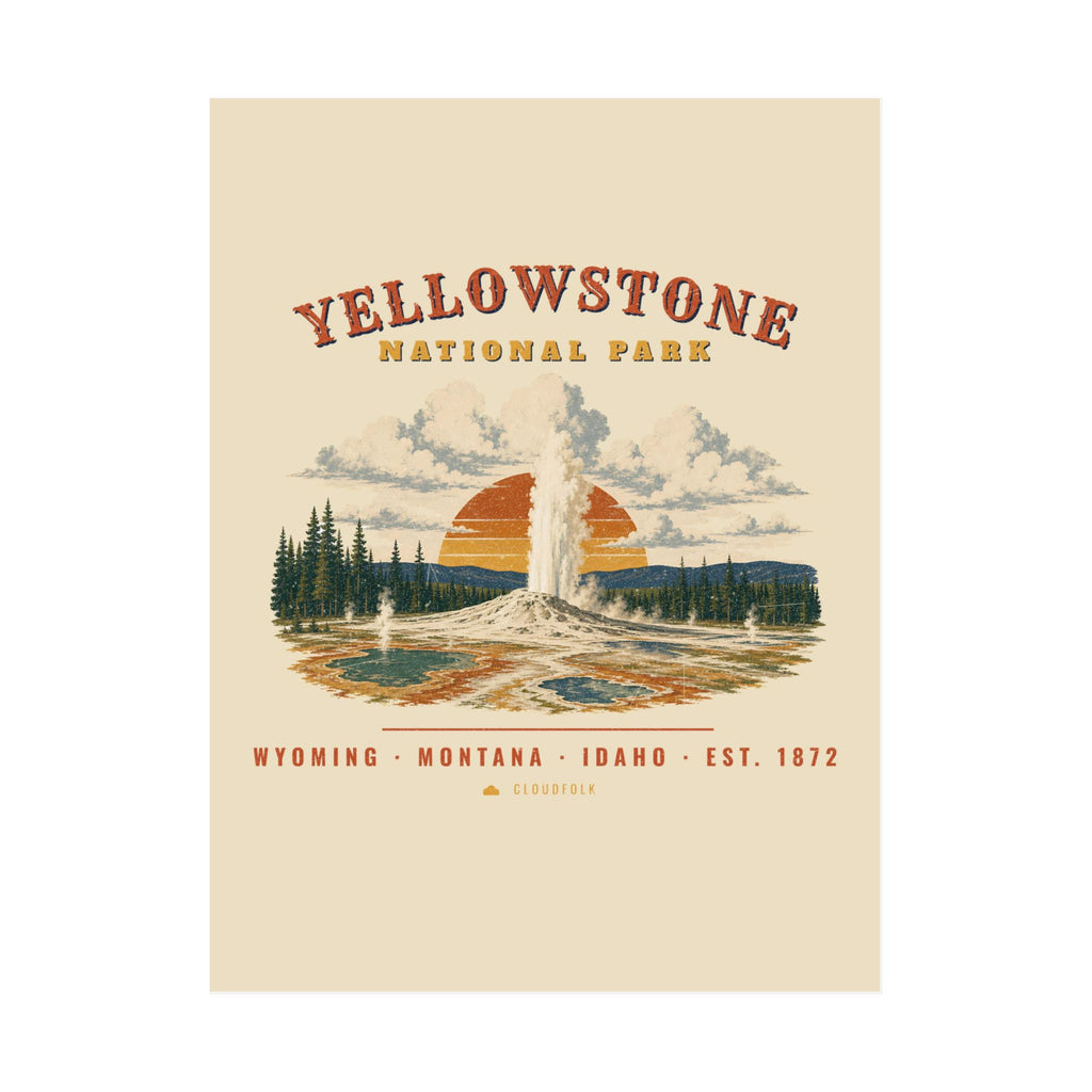 Yellowstone National Park Poster – Vintage Geyser Basin 18x24 Art Print – Landscape