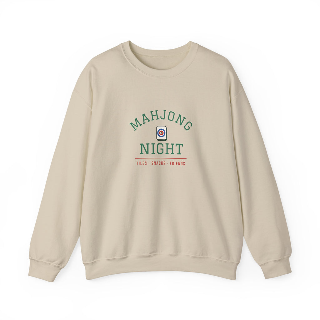Mahjong Night Varsity Sweatshirt, Tiles Snacks Friends Unisex Crewneck