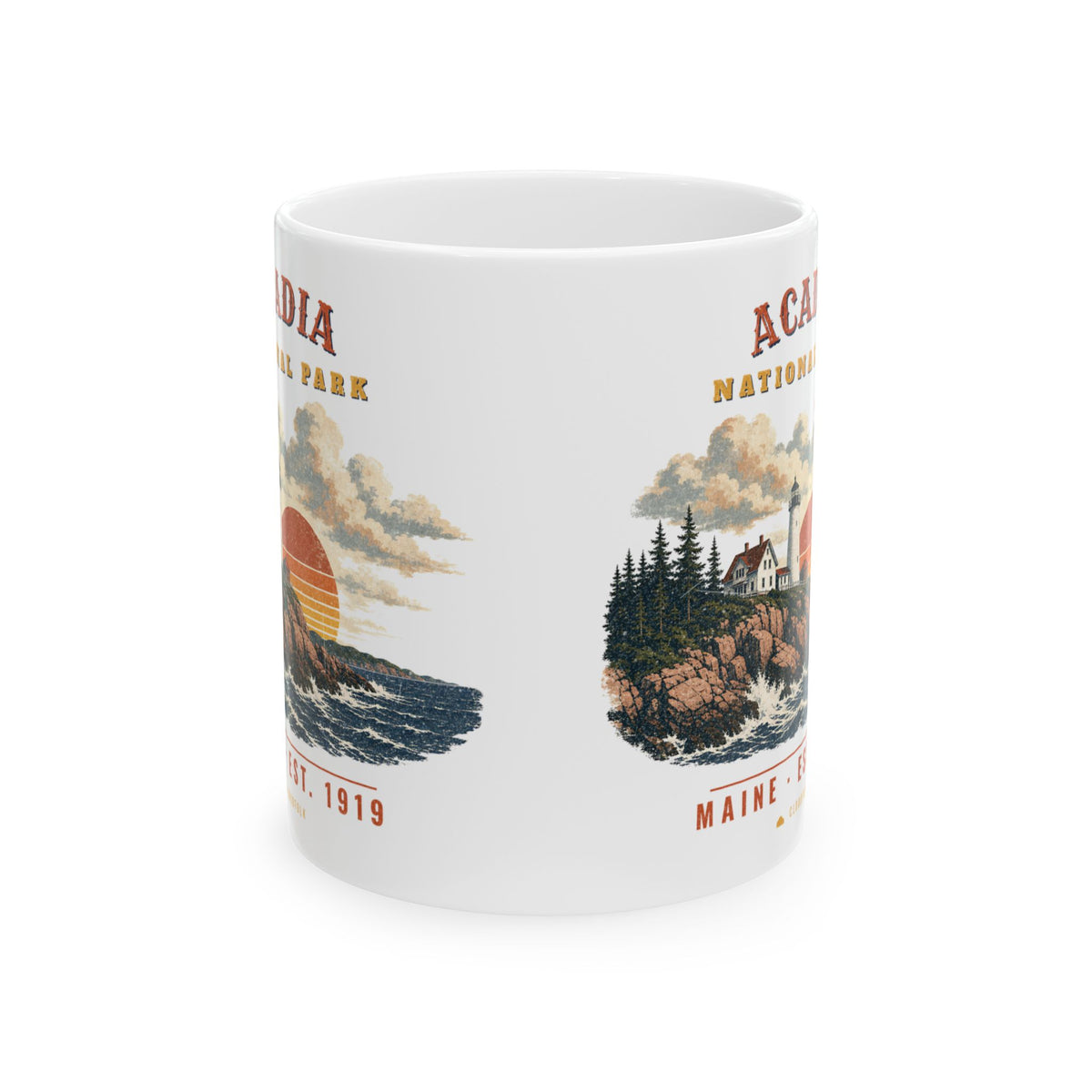 Acadia National Park Mug – Vintage Lighthouse Coast 11oz Coffee Mug – Landscape