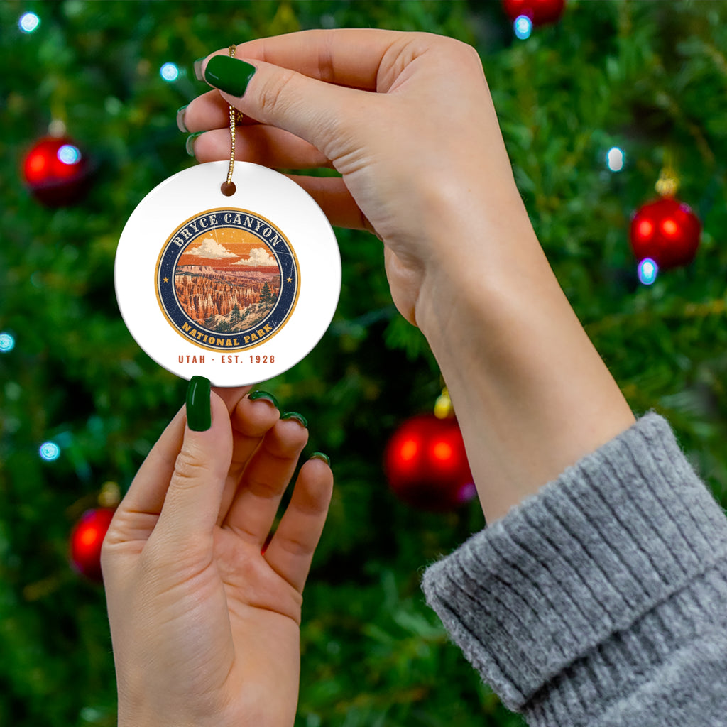 Bryce Canyon National Park Ornament – Vintage Hoodoo Amphitheater Ceramic Christmas Ornament – Emblem