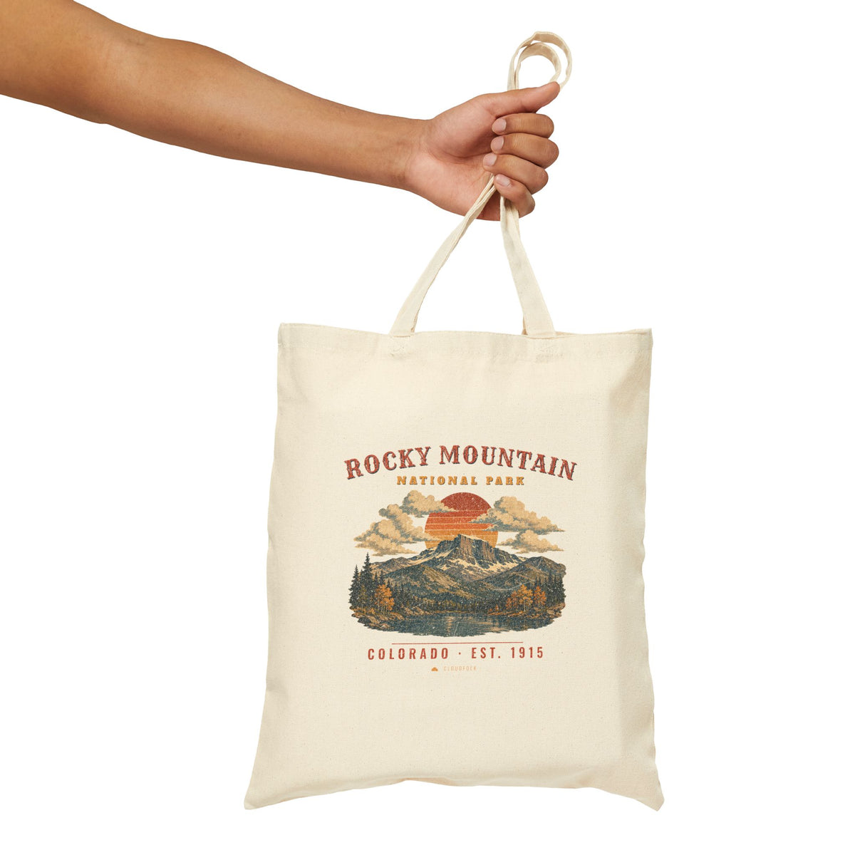 Rocky Mountain National Park Tote Bag – Vintage Longs Peak Natural Canvas Tote – Landscape