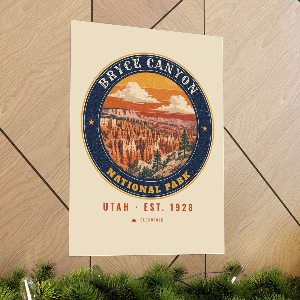 Bryce Canyon National Park Poster – Vintage Hoodoo Amphitheater 18x24 Art Print – Emblem
