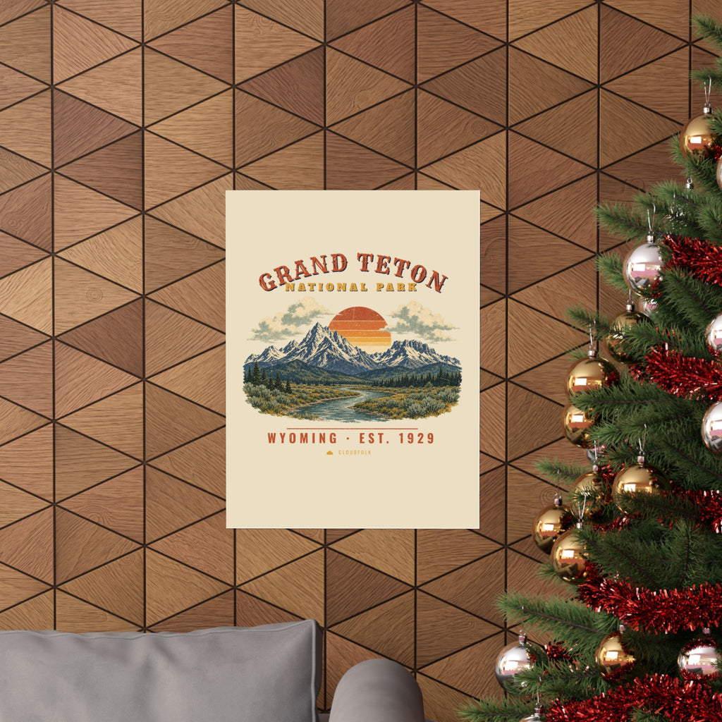 Grand Teton National Park Poster – Vintage Teton Range 18x24 Art Print – Landscape
