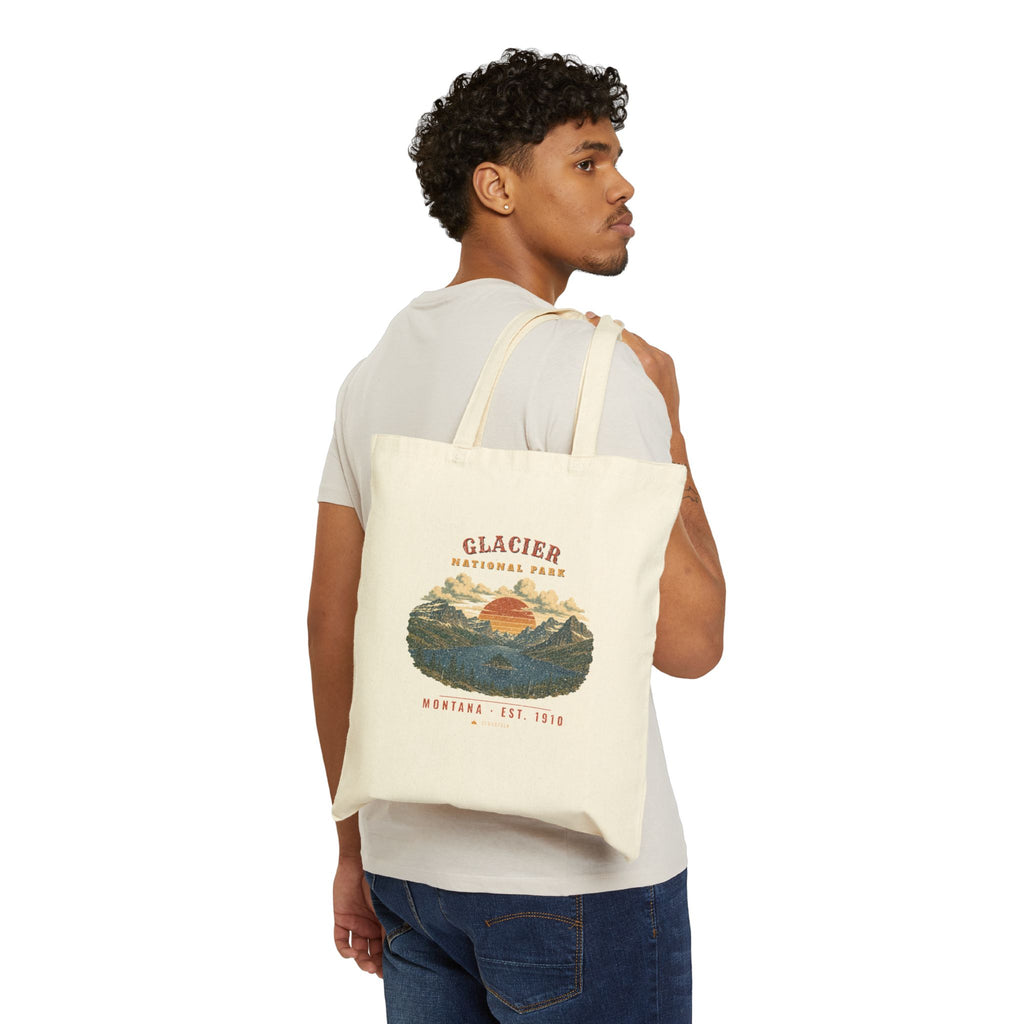 Glacier National Park Tote Bag – Vintage St. Mary Lake Natural Canvas Tote – Landscape