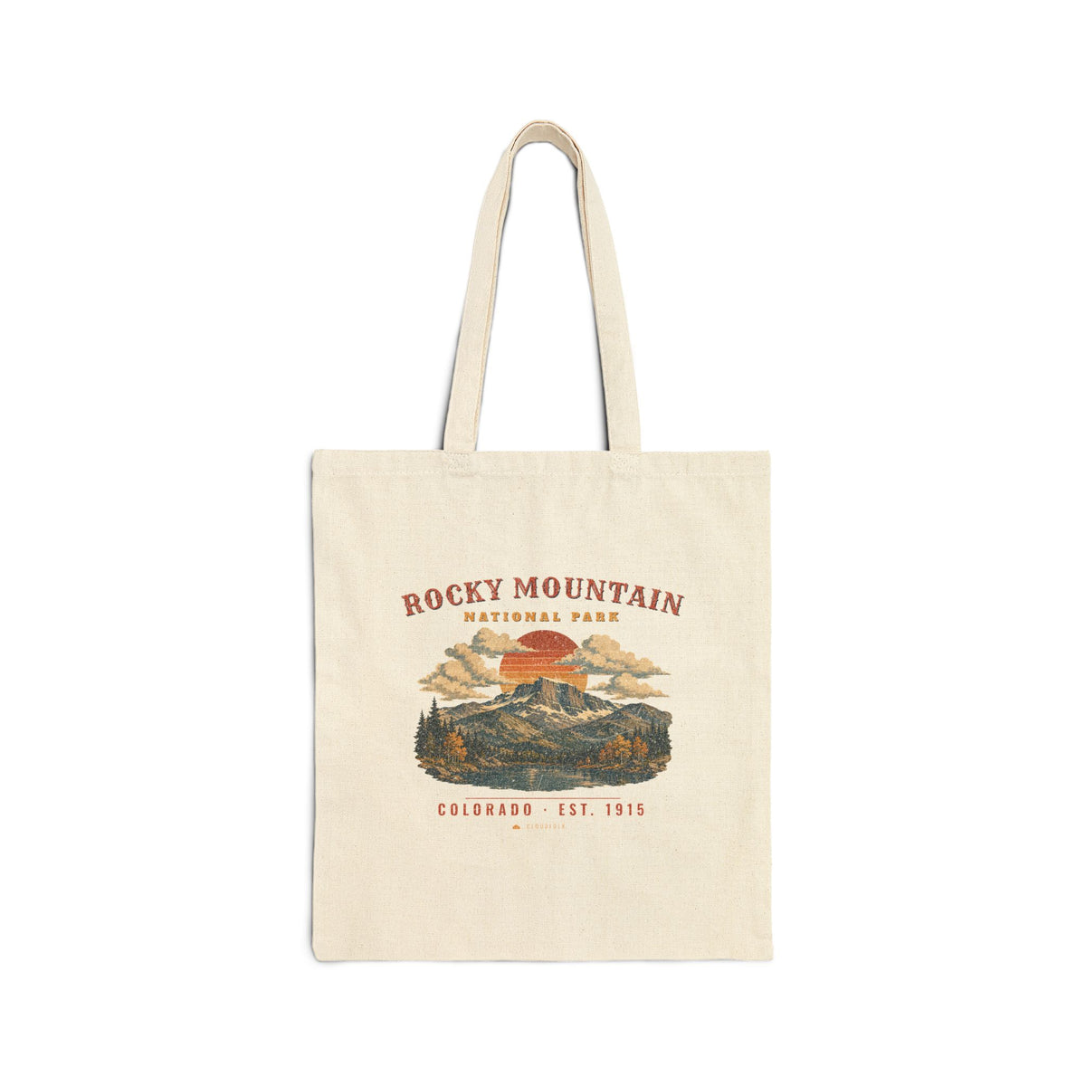 Rocky Mountain National Park Tote Bag – Vintage Longs Peak Natural Canvas Tote – Landscape