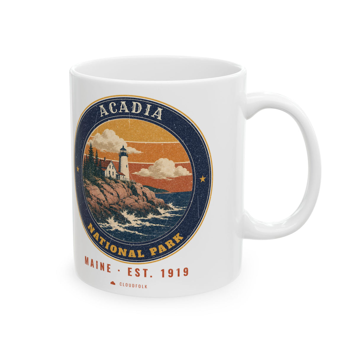 Acadia National Park Mug – Vintage Lighthouse Coast 11oz Coffee Mug – Emblem