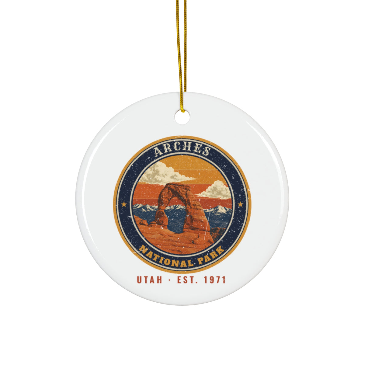 Arches National Park Ornament – Vintage Delicate Arch Ceramic Christmas Ornament – Emblem