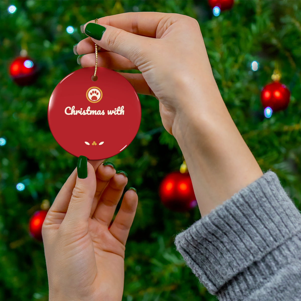 Custom Pet Name Christmas Ornament, Dog or Cat Ceramic Keepsake Ornament