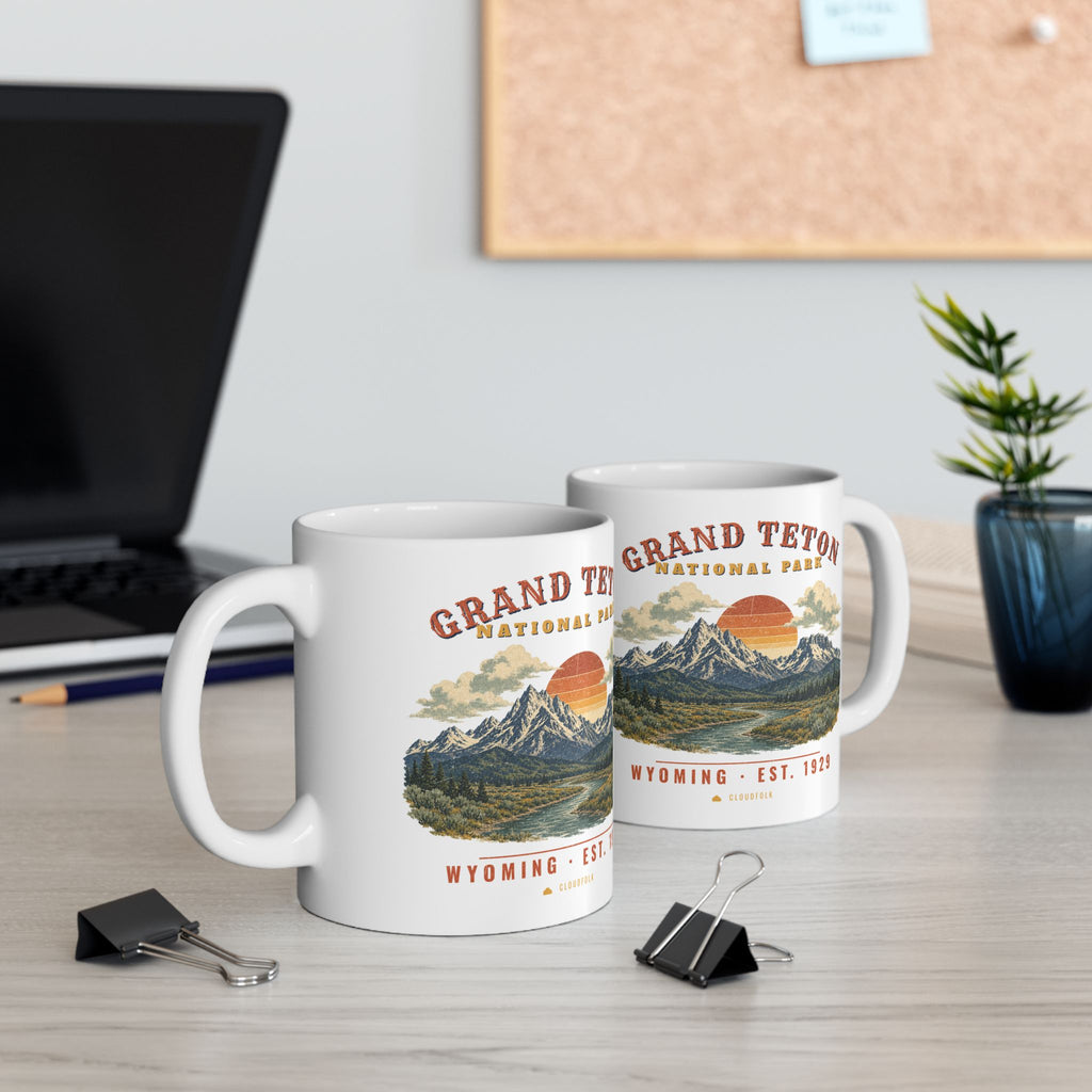Grand Teton National Park Mug – Vintage Teton Range 11oz Coffee Mug – Landscape