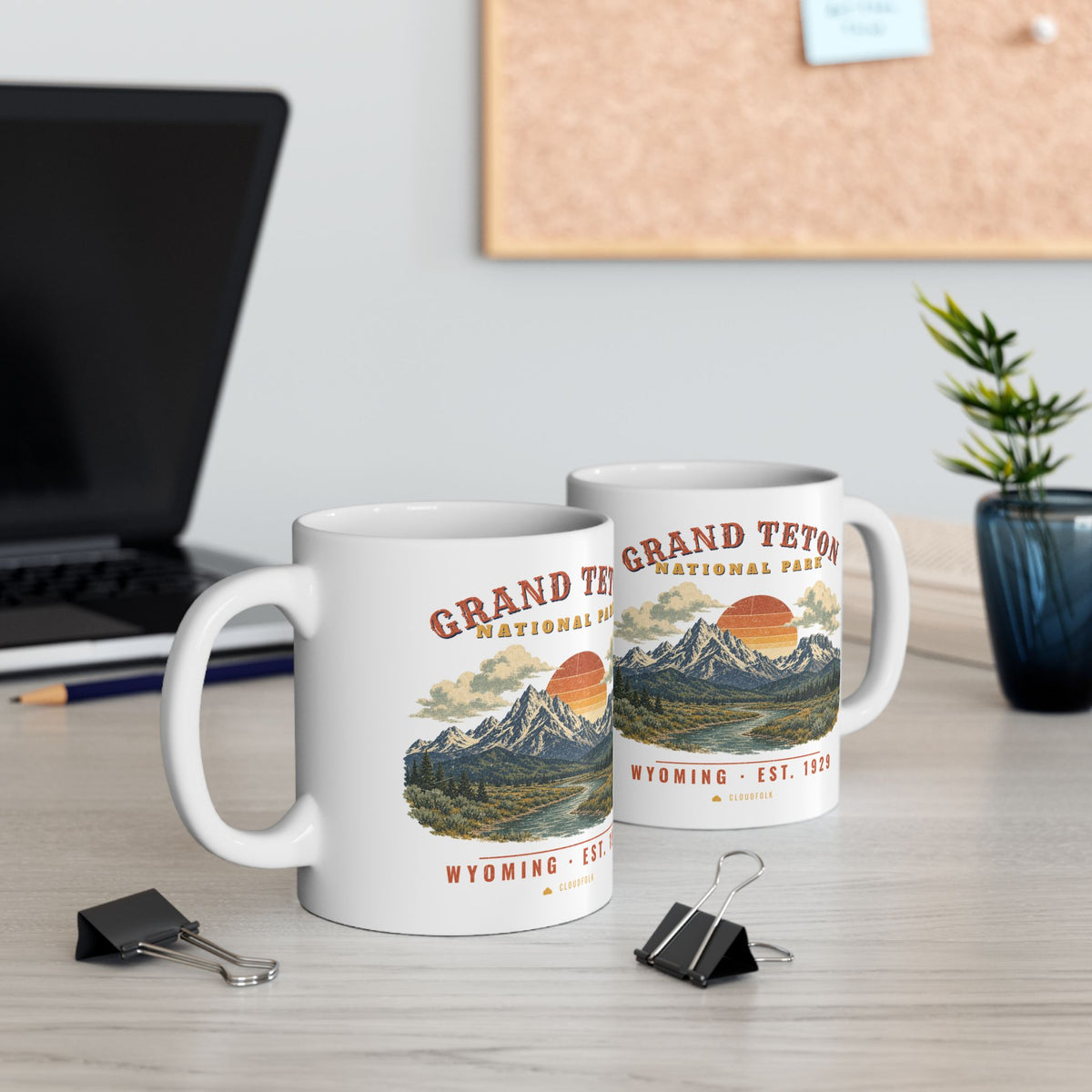 Grand Teton National Park Mug – Vintage Teton Range 11oz Coffee Mug – Landscape