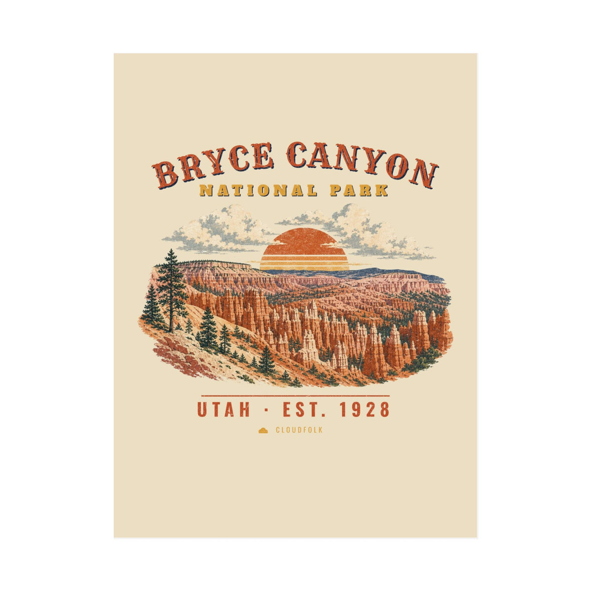 Bryce Canyon National Park Poster – Vintage Hoodoo Amphitheater 18x24 Art Print – Landscape