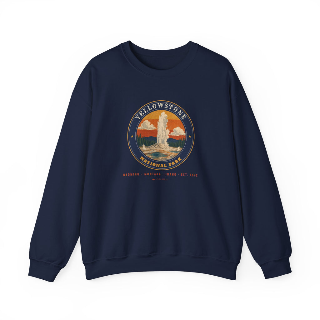 Yellowstone National Park Sweatshirt – Vintage Geyser Basin Crewneck – Emblem