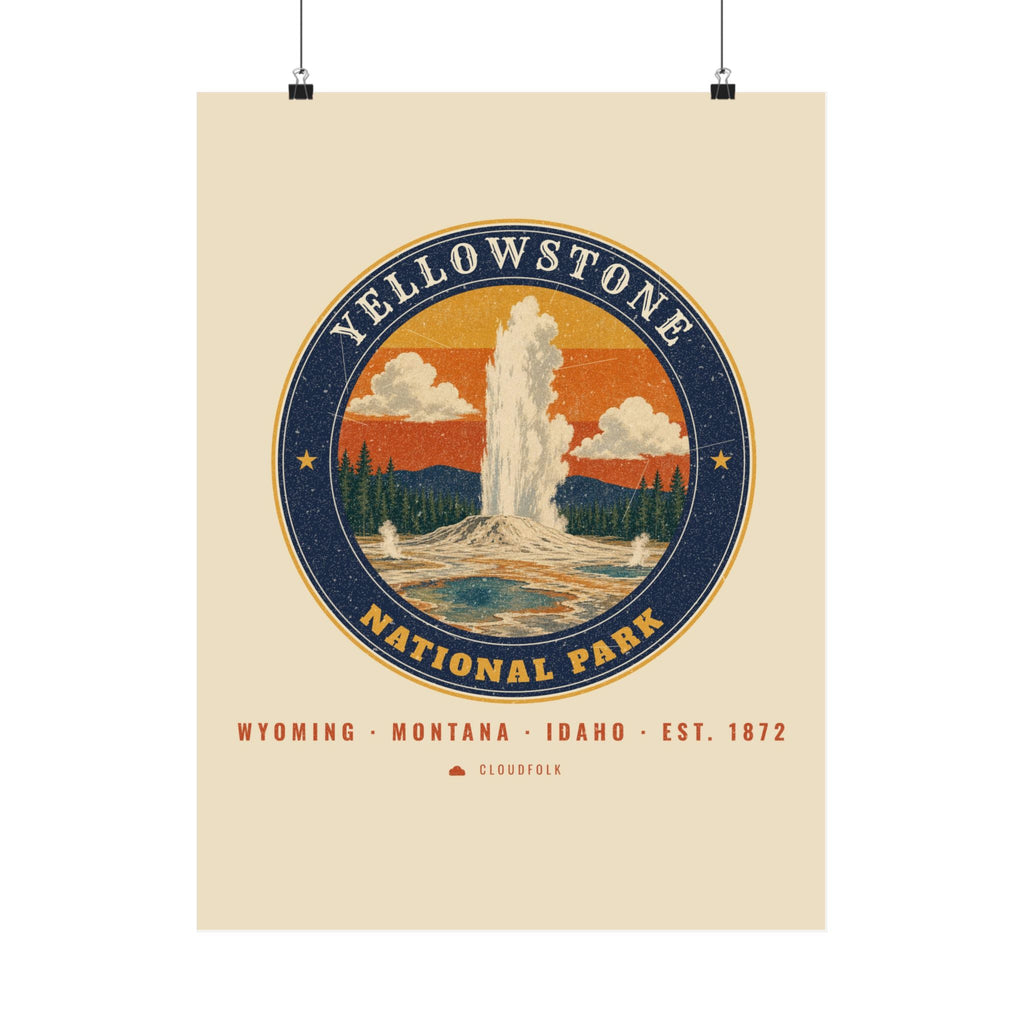 Yellowstone National Park Poster – Vintage Geyser Basin 18x24 Art Print – Emblem